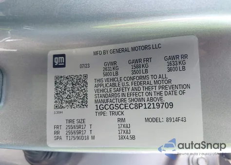 2023 Chevrolet Colorado 2Wd Short Box Lt z USA, uszkodzony, nr VIN 1GCGSCEC8P1219709